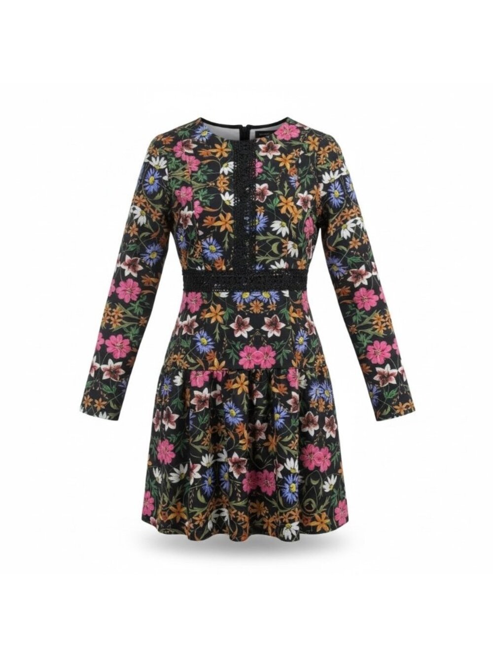 Alexia Admor Womens Black Floral Long Sleeve Dress Size 8